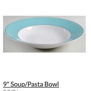 Kate Spade Rutherford Circle Turquoise Rimmed White Soup Bowl